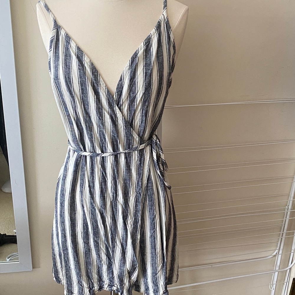 Striped Sleeveless Wrap Dress